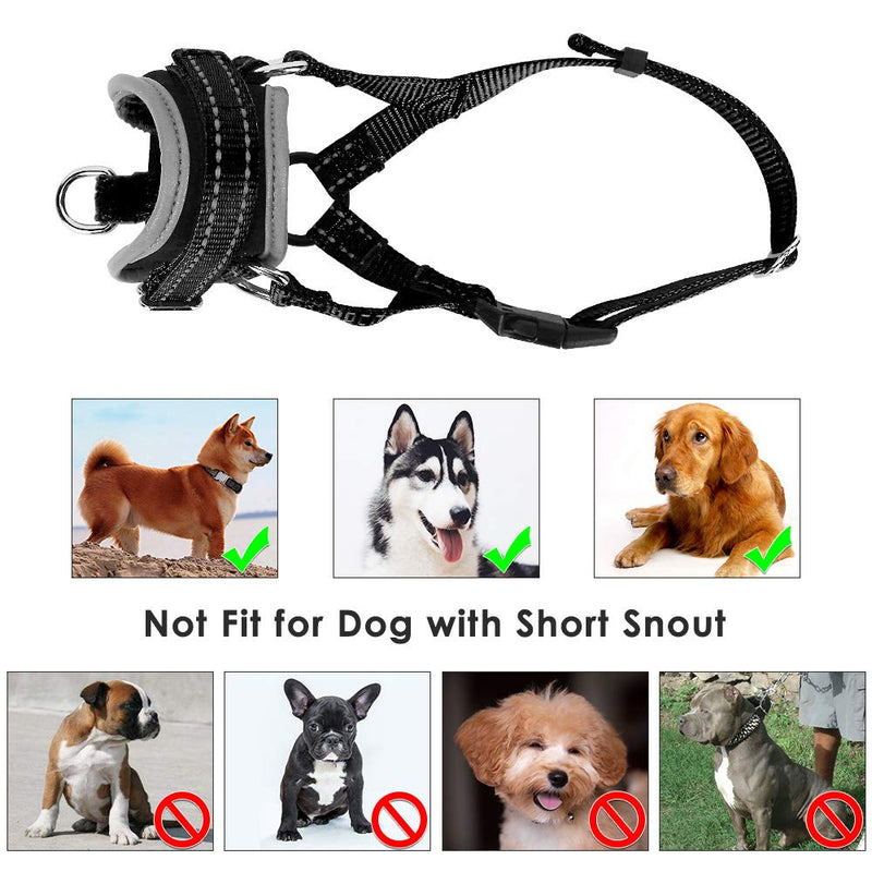 [Australia] - SlowTon Dog Muzzle, Update More Comfortable Prevent from Biting Barking Chewing Behavior Training Adjustable Soft Reflective Quick Fit Nylon Dog Mouth Cover for Medium Large Dog Black 