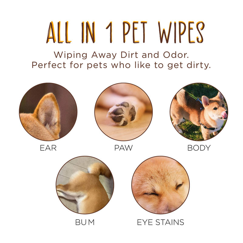 Dhohoo Cat Dog Wipes Natural Safe Ingredients, Premium Clean Deodorize Kitten Puppy Dog Wipes for Pet Paw Eye Stains Ear Coat, Extra Strong Soft Portable Dog Cat Cleaning Wipes- 80 PCS/Pack 80 Wipes - PawsPlanet Australia