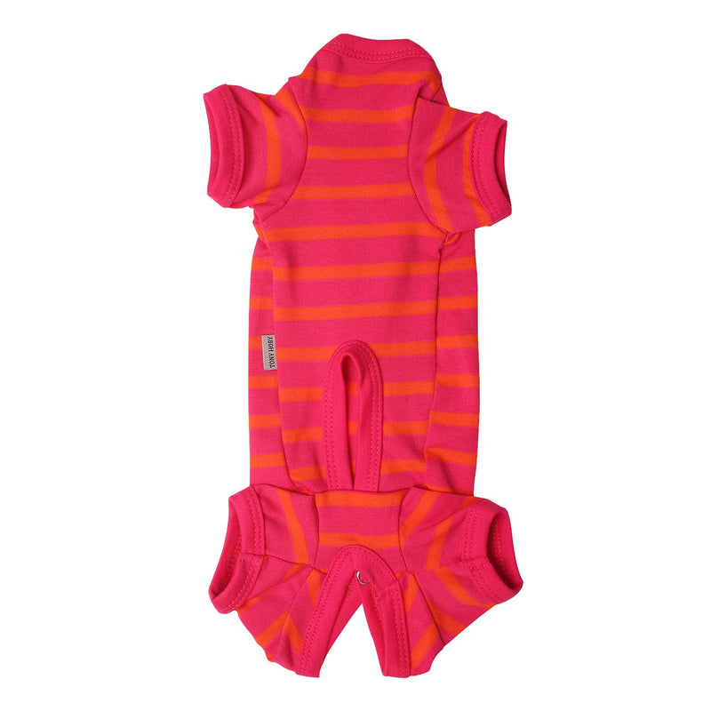 TONY HOBY Female/Male Pet Clothes Dog Stripes 4 Legged Pajamas Dog pjs Jumpsuit Soft Cotton for Summer Medium Rose Red+Orange-Boys - PawsPlanet Australia