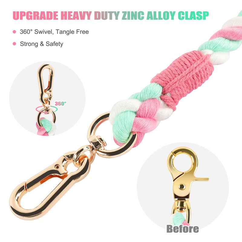 NUGUTIC 4 FT Dog Leash Handmade Braided Rope Comfortable Dog Leashes for Small Medium and Large Dogs, Clasp Update 4 Feet Standard Cherry Blossom Pink - PawsPlanet Australia