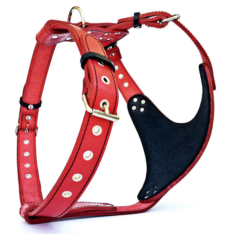 [Australia] - Bestia "Star Studded Leather Dog Harness L/XL- for chest sizes of 23.6 - 45.3 inch Brown & Black 