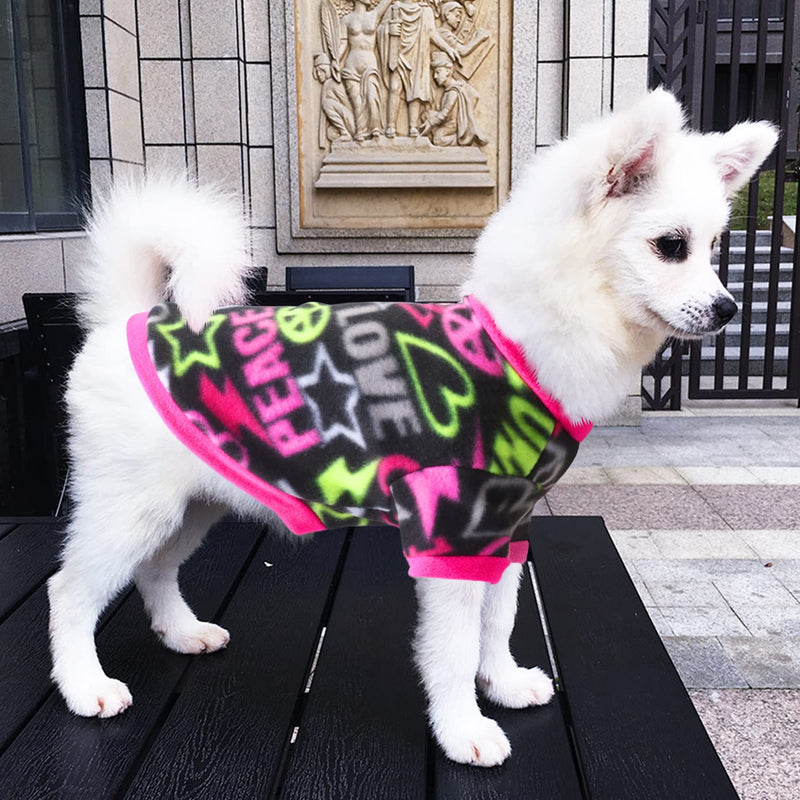 Idepet Pet Dog Cat Clothes Graffiti Style Soft Fleece Sweater Shirt Coat for Small dog Puppy Teddy Chihuahua Poodle Boys Girls (XS, Black) XS - PawsPlanet Australia