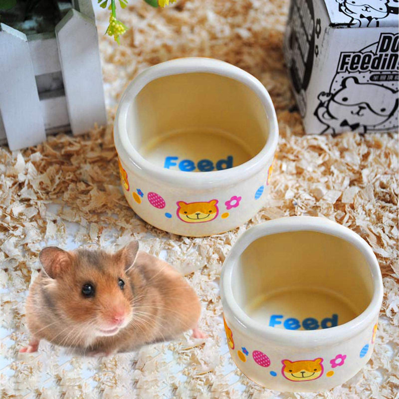 kathson Hamster Feeding Bowl,Ceramic Small Animal Dishes Food and Water Bowl for Small Rodents Gerbil Hamsters Mice Guinea Pig Hedgehog and Other Small Animals(2 pcs) - PawsPlanet Australia