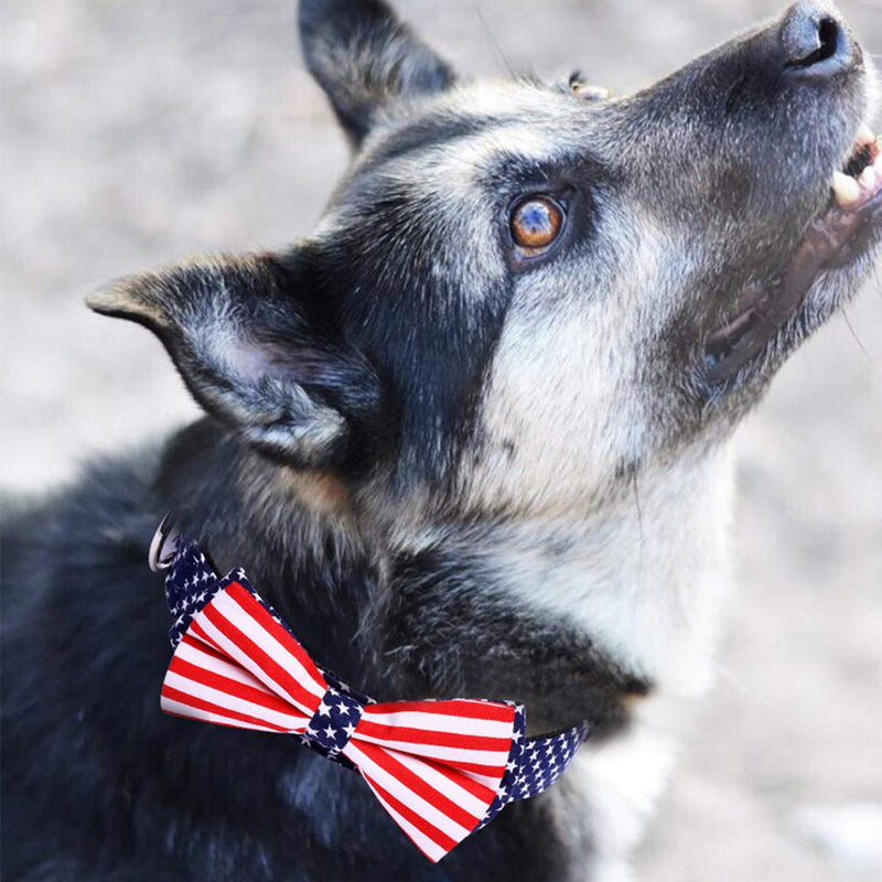 [Australia] - H-Shero 4th of July Independence Day American Flag Bowtie Pet Dog Collar in 3 Different Sizes Medium:width 2.0cm, adjustable 34-50cm 