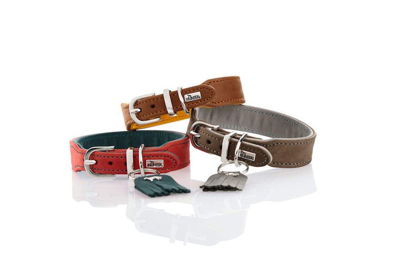 HUNTER Collar Lucca Petit, 32 Cow nappa leather, red/turquoise Medium - PawsPlanet Australia