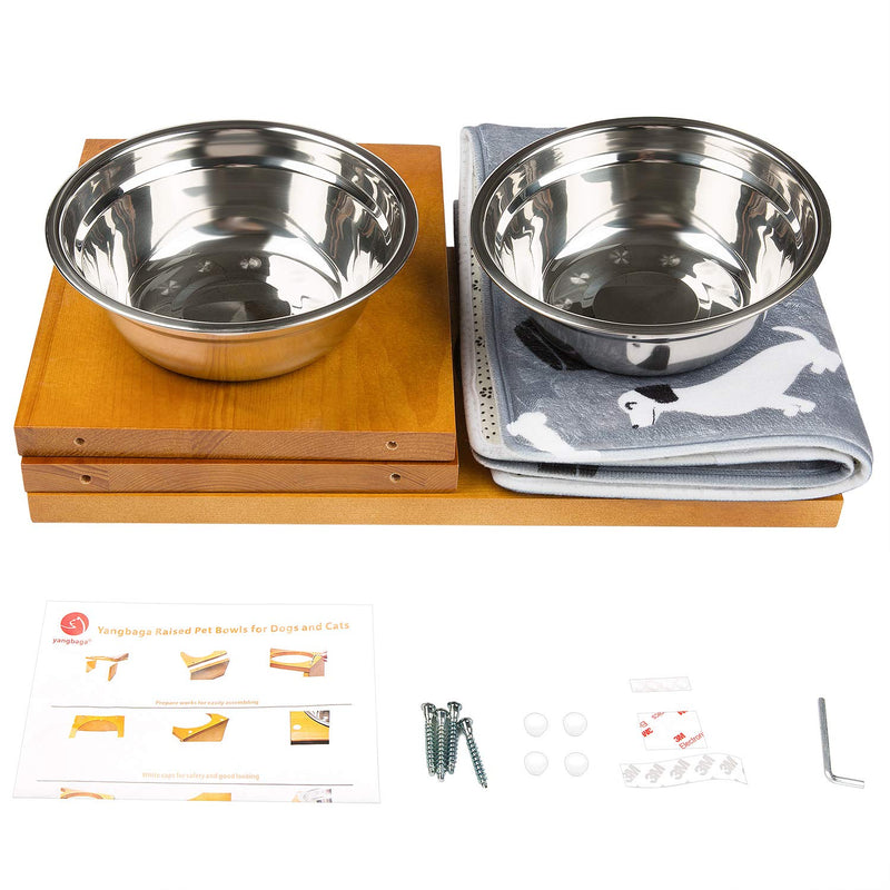 Yangbaga Elevated Dog Bowls, Raised Dog Feeding Bowls with Elevated Pet Bowl Stand, Come with Dog Mat Anti-Slip Feet for The Stand and Noise Preventing Bulges for Bowls(17.6 * 9.2 * 12in) 17.6 * 9.2 * 12in - PawsPlanet Australia