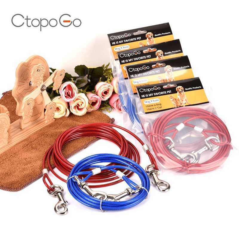 CtopoGo 10ft /16ft /33ft - Dog Tie Out Cables, Pet Tie-Out Leashes, Tie-Out Cable Heavy Duty Dogs Chain Leashes for Dogs up to 125 lbs, Pet Leads for Small/Medium Size (3m, Red) 3m - PawsPlanet Australia