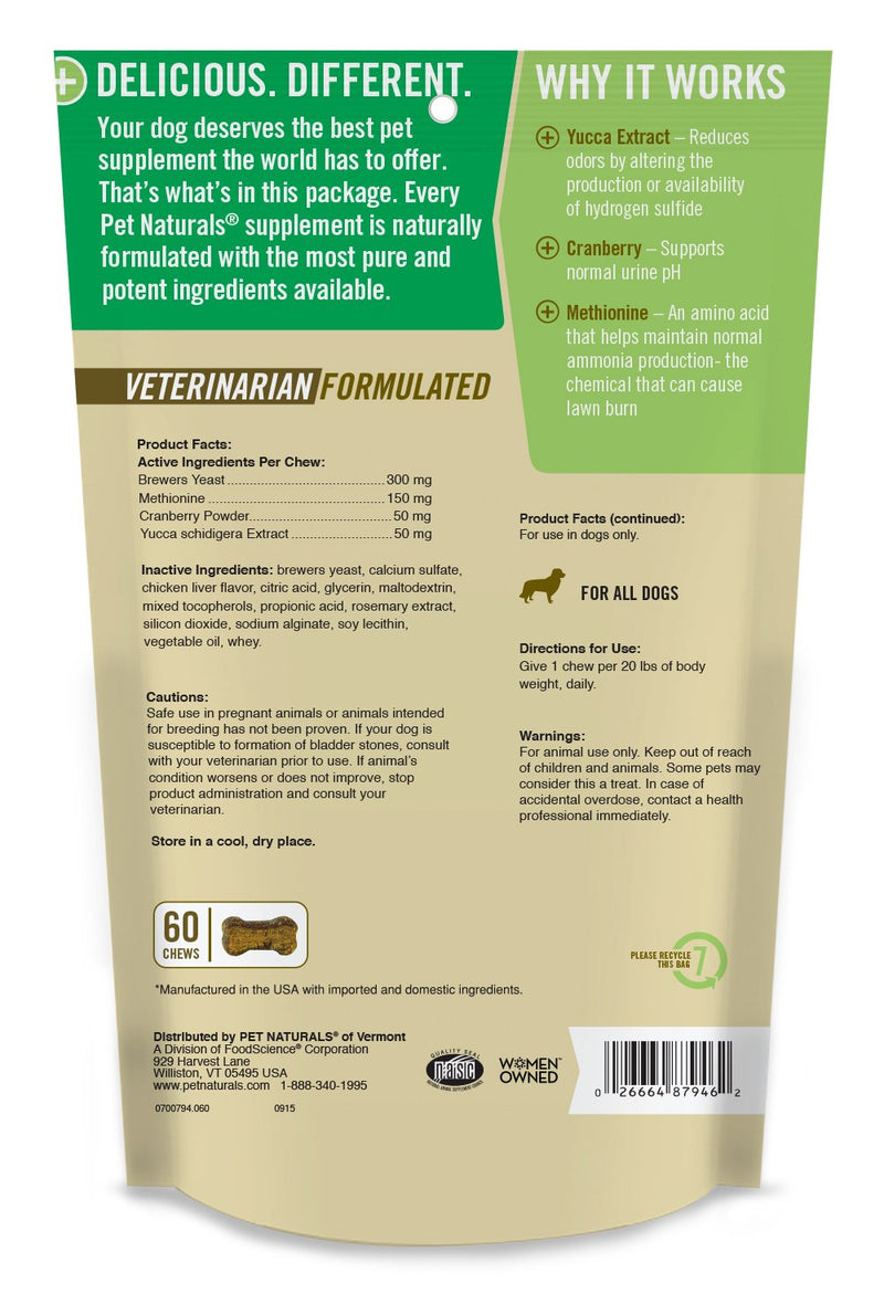 Pet Naturals of Vermont - Lawn Aid, Urine Balance Supplement for Dogs, 60 Bite Sized Chews - PawsPlanet Australia