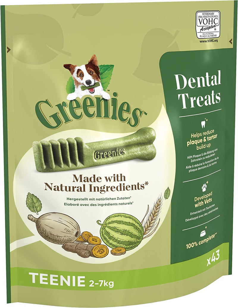 Greenies Dental Treats Original Teenie - dental care snacks for very small dogs from 2-7 kg - dog treats for daily teeth cleaning - 1 x 340 g Teenie Original 340 g (pack of 1) - PawsPlanet Australia