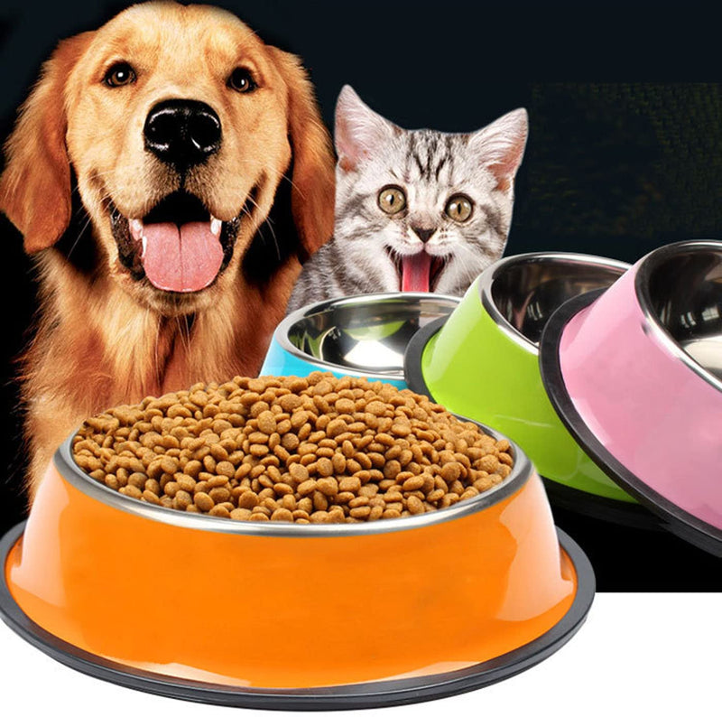 KuTi Kai Cat Bowls, Food Grade Feeding Bowl Cat Stainless Steel Non-slip Cats Bowl Pet Bowl Set 2Pcs/Set (Blue) Blue - PawsPlanet Australia