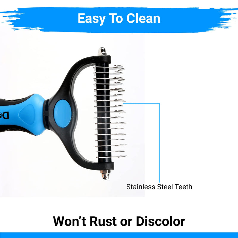 Dog Grooming Tool Undercoat Rake for Dogs & Cats - 2 Sided Dematting Tool Brush for Detangling and Removing Knots Dematting Comb - PawsPlanet Australia