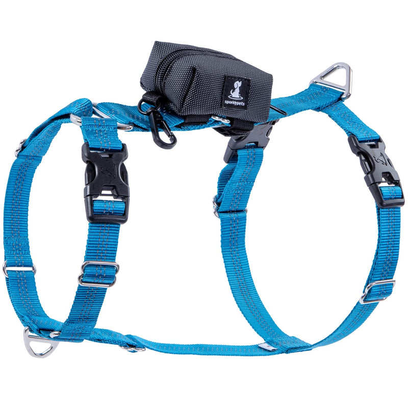 SparklyPets No Pull Dog Harness for Medium & Large Breeds ‚Äì Easy Walk Harness with Poop Bag Holder ‚Äì Adjustable Dog Halter for All Body Types (Light Blue, Large) Light Blue - PawsPlanet Australia