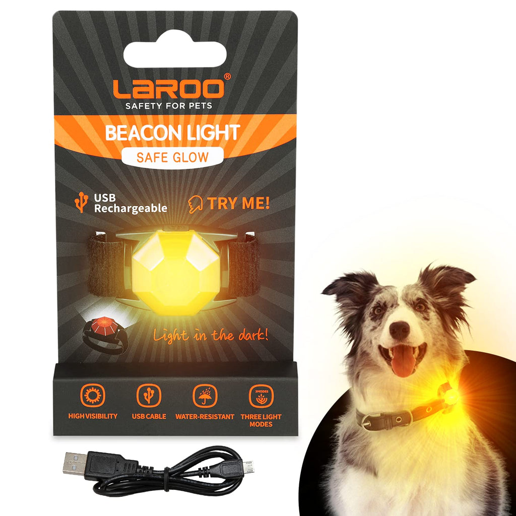 LaRoo Safety LED Flashing Light for Dogs, Cats, LED Light Pendant Keychain 3 Flashing Modes Safety Light for Dog Walking and Outdoor Sports Rechargeable Orange - PawsPlanet Australia