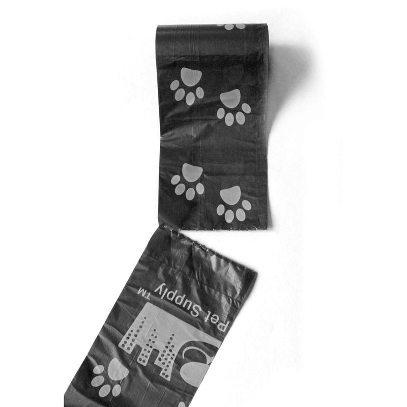Downtown Pet Supply - Large Dog Poop Bags with Dog Leash Clip and Poop Bag Dispenser - Cat Litter & Dog Poop Scoop Bags - Unscented, Leak-Proof Bags 180 Bags Black with Paw Prints - PawsPlanet Australia
