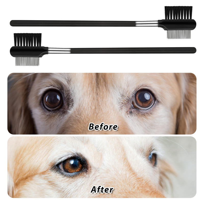Bremorou Tear Stain Removal Comb, Pack of 3 Flea Comb Dog Tear Stain Remover Comb Flea Comb for Cats Double-Sided Dog Eye Comb for Pet Cats Dogs for Removing Crust and Mucus - PawsPlanet Australia