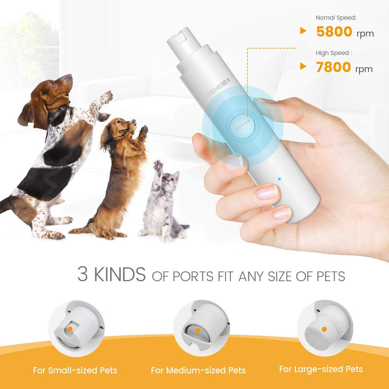 Iokheira Dog Nail Grinders Silent, LED Super Low Noise Electric Dog Nail File Upgraded 2 Speed Motor, USB Rechargeable, Paws Grooming and Painless Claw Care for Small Medium Large Dogs and Cats - PawsPlanet Australia