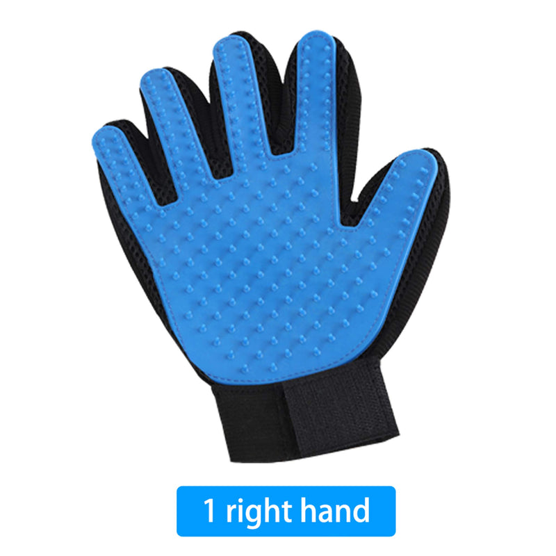 [Australia] - SSRIVER Pet Grooming Glove Hair Remover Brush Gentle Deshedding Efficient Pet Mitt Pet Massage Gloves Left & Right Hand Draw Dog Cat Horse Long Short Fur (1 Right Hand (Blue)) 