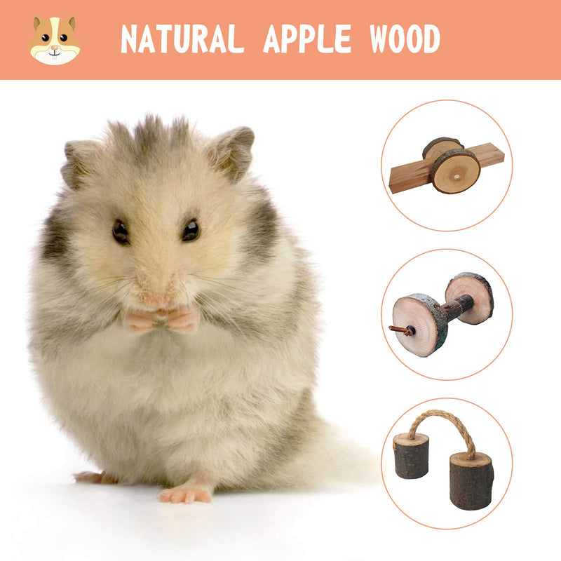 FJNATINH Hamster Wooden Chew Toys, Natural Apple Wood Guinea Pig Toys, Teeth Care Molar Toy for Guinea, Hamster, and Other Small Animals 10 Pcs - PawsPlanet Australia