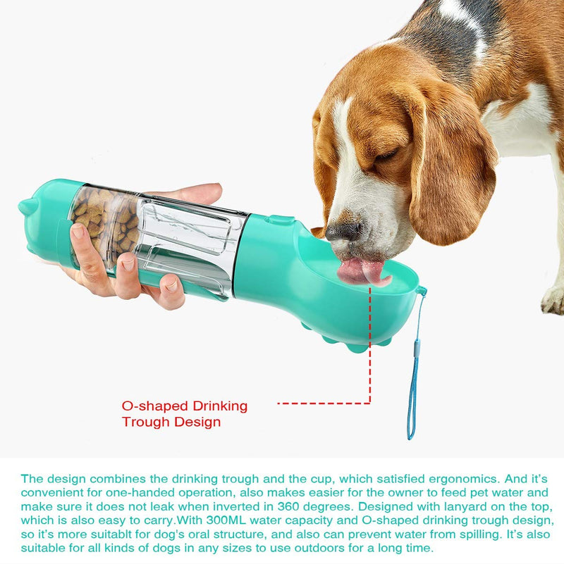 QIXI Pet Water Bottle for Dogs - Dog Travel Water Bottle,Dog Water Dispenser with Food Container and Poop Collection Shovel and Garbage Bag Storage,Multifunctional and Portable - PawsPlanet Australia