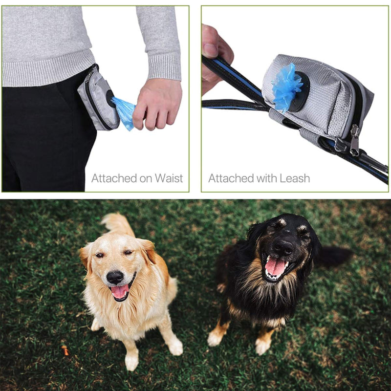 [Australia] - Dog Poop Bags Dispenser Dog Poop Bag Holder Leash Attachment Waste Bag Dispenser Pick up Pet Clean Up Bags with Iron Hook and Zipper for Walking Running Hiking Portable Black 