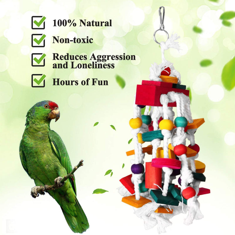 Wonninek Bird Chewing Toy Parrot Cage Bite Toys Wooden Block Bird Parrot Toys for Small and Medium Parrots - PawsPlanet Australia