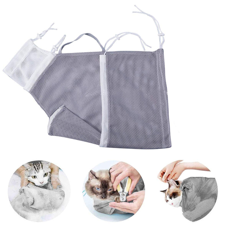 ZUKIBO Cat Shower Net Bag Adjustable Multifunctional Breathable Anti-Bite and Anti-Scratch Restraint Bag Cat Washing Shower Bag for Cat’s Bathing, Nail Trimming, Injection, Medicine Taking light grey - PawsPlanet Australia