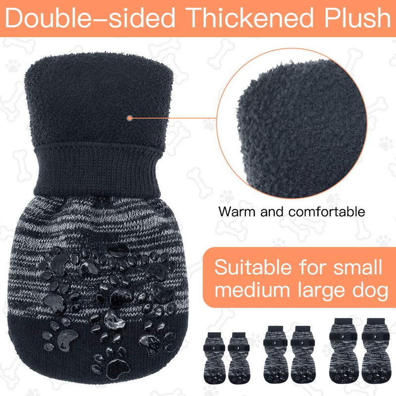 EXPAWLORER Double Side Anti-Slip Dog Socks with Adjustable Straps - Strong Traction Control for Indoor on Hardwood Floor Wear, Best Puppy Pet Paw Protection Heather Grey Small (4 Count) - PawsPlanet Australia