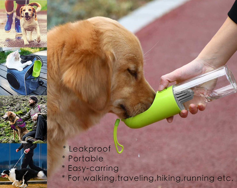PETKIT Dog Water Bottle with Filter, Leak Proof, Portable Dog Water Bowl for Walking, Hiking, Travel, Outdoor Pet Dispenser Bottle 14 oz GREEN - PawsPlanet Australia