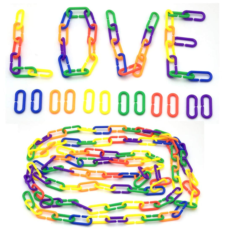 JIALEEY 100 Piece Plastic C-Clips Hooks Chain Links Rainbow C-Links Children's Learning Toys Small Pet Rat Parrot Bird Toy Cage - PawsPlanet Australia