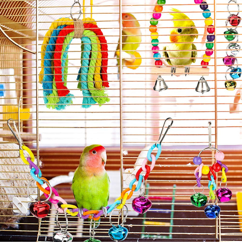 Laelr Bird Cage Toys 8 Pcs Parrot Swing Chewing Toy Set Budgie Toys for Cage Bird Hammock Bell Haning Toys for Conures/Cockatiels/Love Birds/Small Birds - PawsPlanet Australia