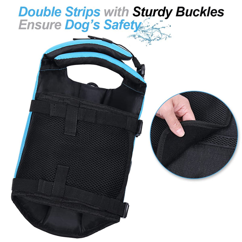 Vivaglory Dog Life Jacket Adjustable Buckle Dog Safety Vest Pet Lifesaver Coat, Extra Small, Blue XS: 35-43cm (Ribcage Girth) - PawsPlanet Australia