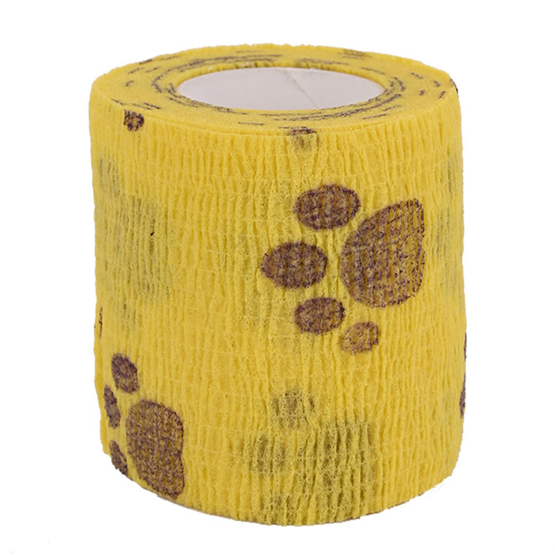 3 Rolls Pet Vet Wrap Self Adhesive Pet Elastic Bandage Vet Wrap Tape for Wrist, Ankle Sprains & Swelling, 3 Colors with Dog Paw Pattern - PawsPlanet Australia