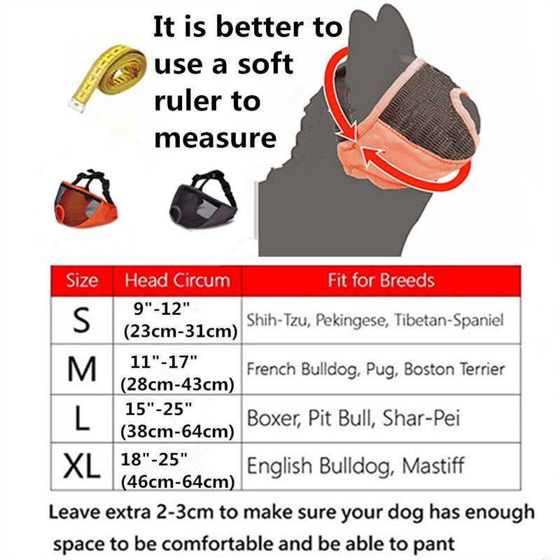 JYHY Short Snout Dog Muzzle- Adjustable Breathable Mesh Bulldog Muzzle for Biting Chewing Barking Training Dog Mask,Gray S S(23-31cm) Gray - PawsPlanet Australia