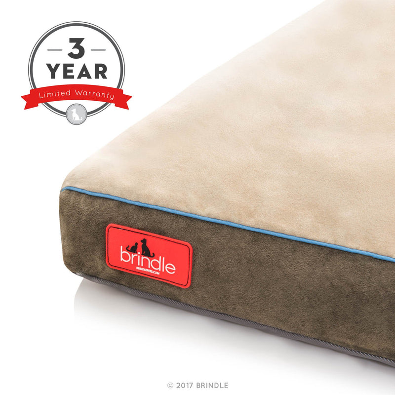 Brindle Shredded Memory Foam Dog Bed with Removable Washable Cover-Plush Orthopedic Pet Bed 17in x 11in Khaki - PawsPlanet Australia