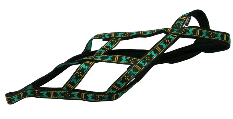 [Australia] - Weight Pulling Sledding Dog Harness X-Back Style Black/Green XXLarge, 24.5" Neck Circumference 