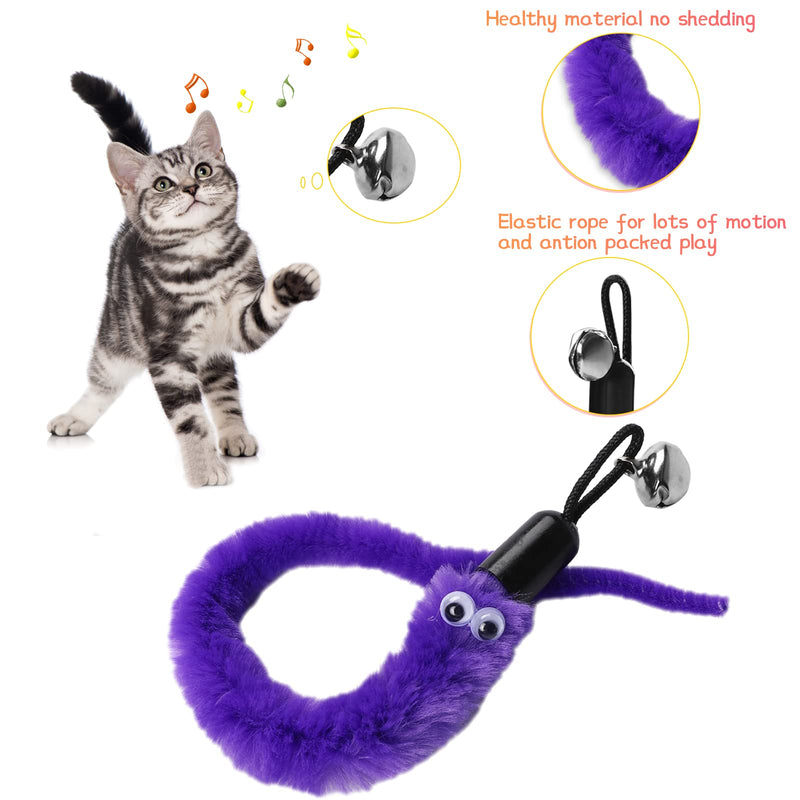 Pack of 12 Cat Wand Toys Replacement Refill Cat Worm Toy Refills Cat Wand Toy Replacement Refills Furry Tail Worm with Bells Teaser Refills for Cats, Kittens, Worm - PawsPlanet Australia