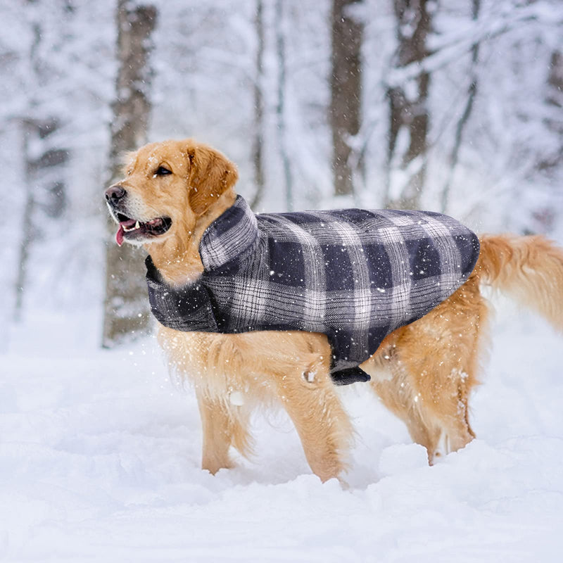 Kuoser British Style Plaid Dog Winter Coat, Windproof Water Repellent Cozy Cold Weather Dog Coat Fleece Lining Dog Apparel Dog Jacket Dog Vest for Small Medium and Large Dogs with Pocket XS-3XL X-Small (Pack of 1) Blue - PawsPlanet Australia