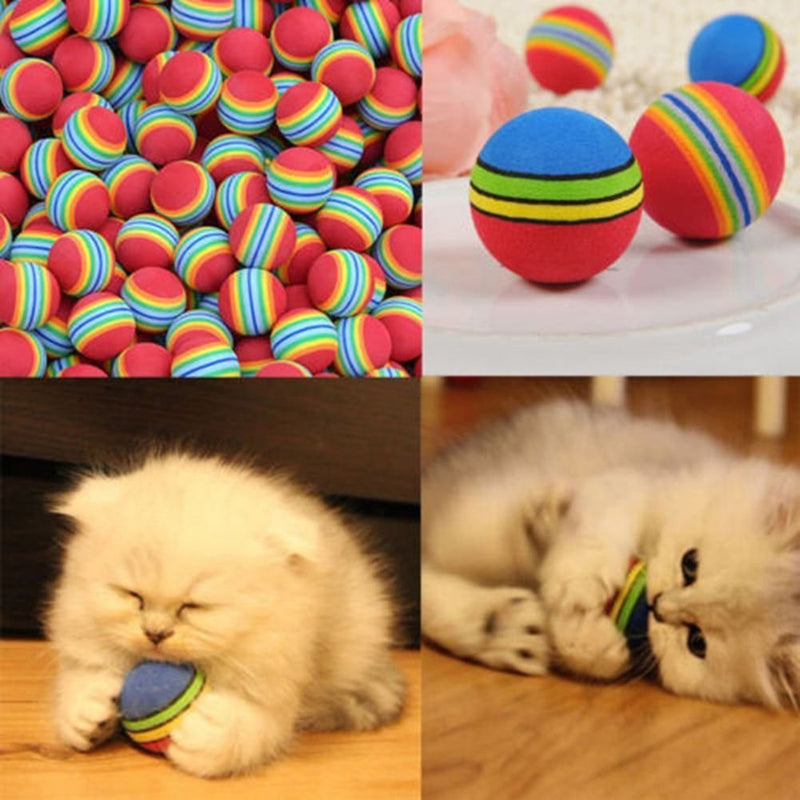 UEETEK 10pcs Pet Cat Dog Toy Balls Rainbow Soft Foam for Puppy Kitty Outdoor Activity Play Training - PawsPlanet Australia