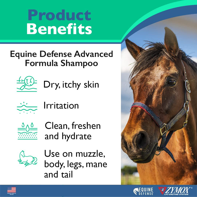 Zymox Equine Defense Advanced Formula Shampoo, 12oz. – Horse Coat Care: Cleans, Refreshes, Hydrates & Nourishes Skin, Mane & Tail 12 oz (Pack of 1) - PawsPlanet Australia