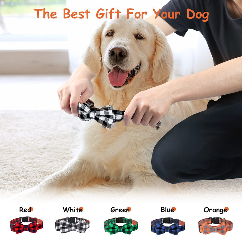 Dog Bow Tie Plaid Dog Collar, Apasiri Dog Collar with Bow Tie Cat Bowtie, Adjustable Soft Pet Bow Tie for Small Dogs Cat Best Gift Comfortable Unique Buckle Cute Bowtie Detachable Durable Cotton Comfy Black - PawsPlanet Australia