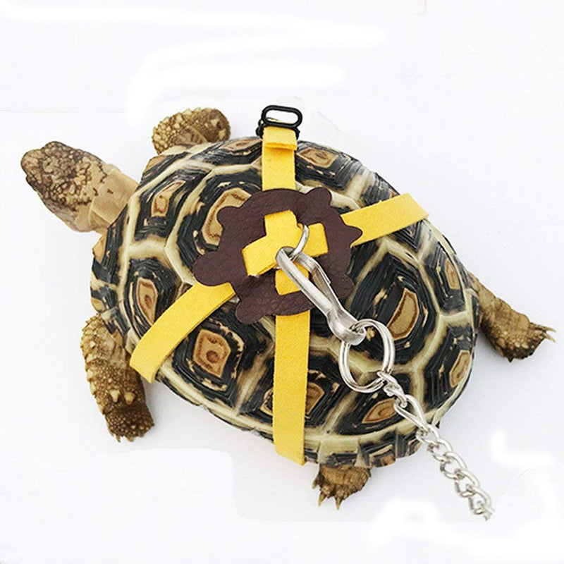 ASOCEA Pet Leather Harness Strap Walking Control Rope Great for Tortoise/Turtle Reptile Yellow - PawsPlanet Australia