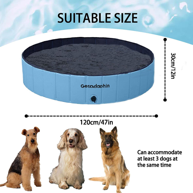 Gerodaphin Swimming Pool for Dogs Pets and Kids Bathing Tub Large Dog Pool Portable Foldable Non-Slip and Wear-Resistant Pool Dogs Cats (120 X 30cm) - PawsPlanet Australia