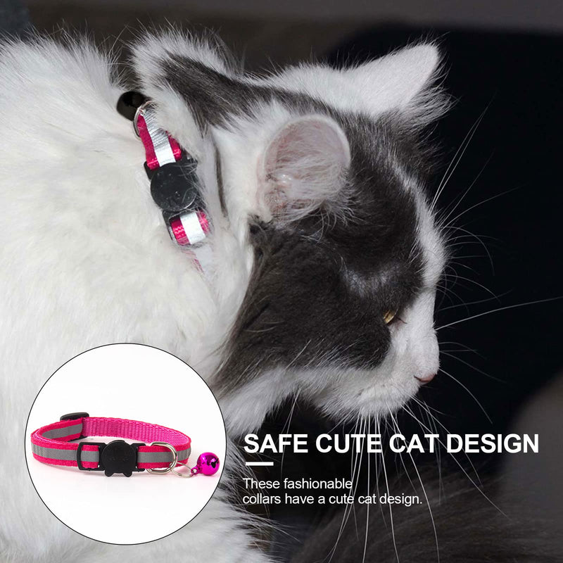 TSHAOUN Pack of 15 Adjustable Reflective Cat Collars with Safety Clasp, Fluorescent Kitten Collars with Bell for Domestic Cats, Small Dogs Adjustable 19-32 cm - PawsPlanet Australia