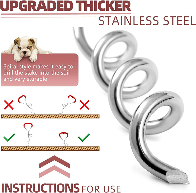 Snagle Paw Dog Tie Out Cable and Stake,Sturdy Dog Stake for Yard and 3m Dog Leash for Camping or Backyard,Great for Medium Large Dogs 3 M red - PawsPlanet Australia