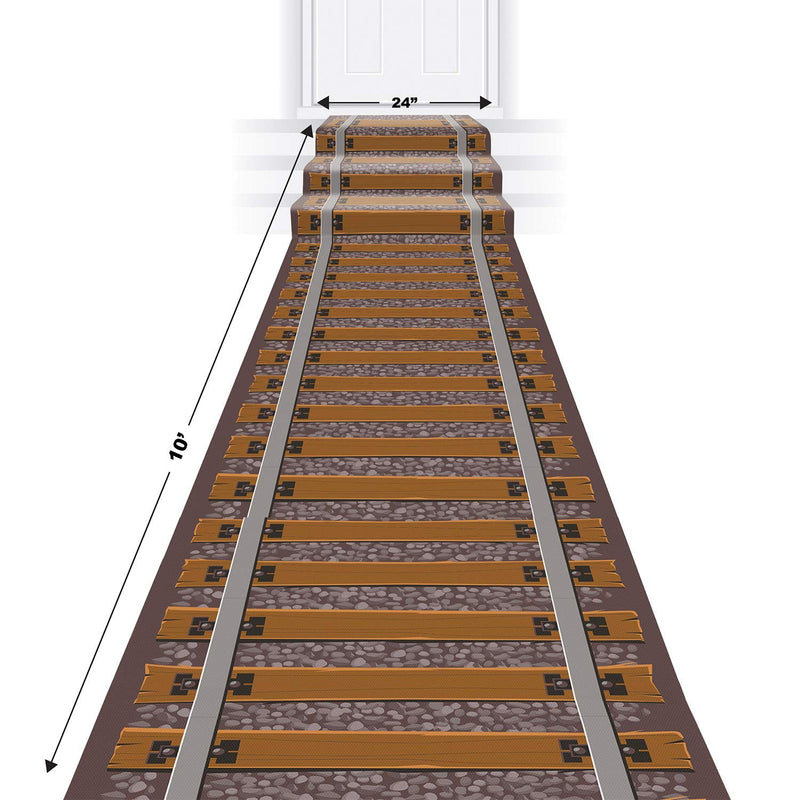 Beistle Novelty Printed Polyester Fabric Railroad Track Aisle Runner for Western Theme Birthday Christmas Party Supplies, 24" x 10', Brown/Gray - PawsPlanet Australia