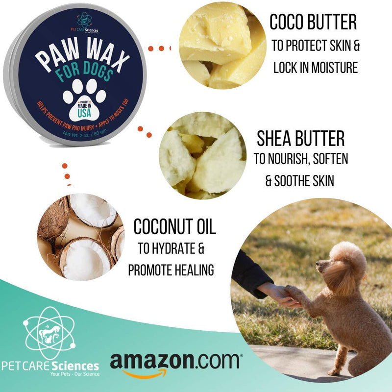 [Australia] - PET CARE Sciences Dog Paw Wax, Nose Cream and Dog Paw Balm. Protects, Soothes and Repairs Delicate Paws and Snouts, Protection, Vanilla Scent, Made in The USA, 2 Oz Tin 