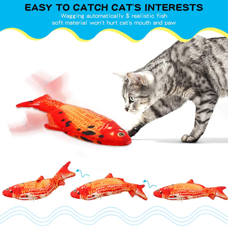 FancyWhoop 2 Pack Electric Fish Cat Toy Realistic Plush Moving Wagging Fish Cat Toys Simulation Interactive Cat Kitten Toys Perfect cat Kitty Kitten Gift for Grabbing, Biting, Chewing and Kicking - PawsPlanet Australia