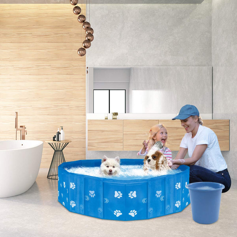 Josopa Dog Pool, Foldable Pet Bath Water Pool Outdoor Swimming Playing Pond Portable PVC Bathing Tub, Folding Kiddie Pool for Dogs Cats and Kids 80*20 A - PawsPlanet Australia