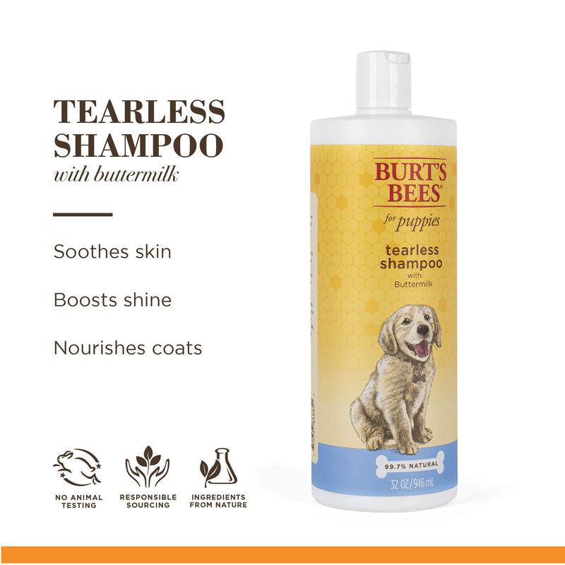 Burt's Bees for Dogs Natural Tearless Puppy Shampoo with Buttermilk | Dog and Puppy Shampoo for Gentle Fur, 32 Ounces | Cruelty Free, Sulfate & Paraben Free, pH Balanced for Dogs - Made in The USA - PawsPlanet Australia