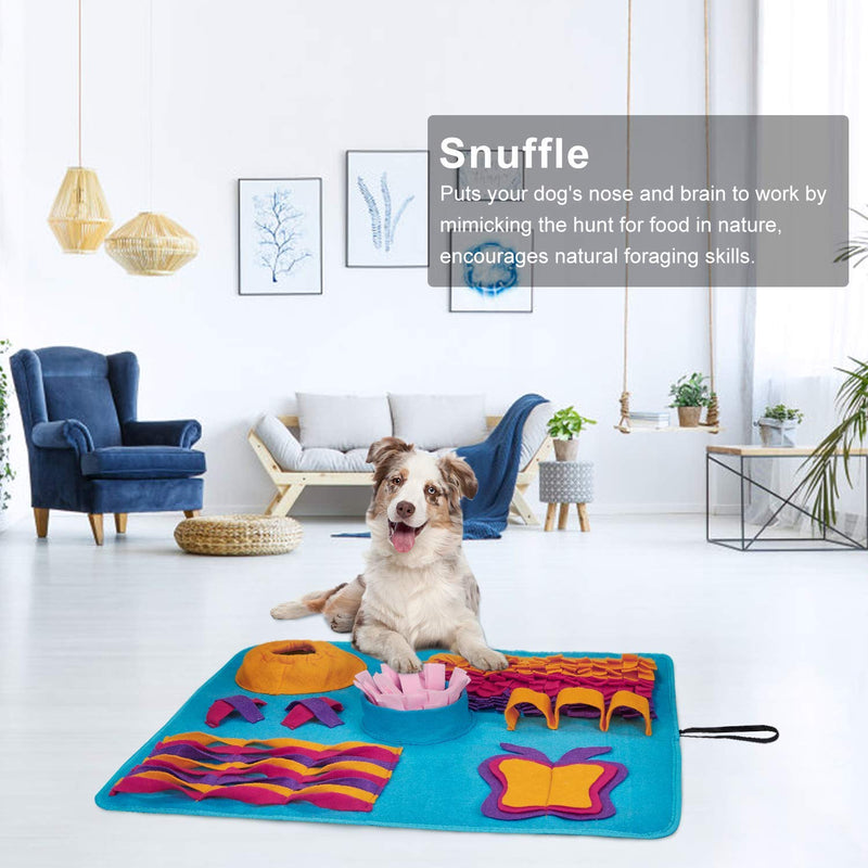 Dog Snuffle Mat Large Pet Slow Feeding Mat for Dogs Puppy Cats, Treat Dispensing Dog Soft Pad Slow Feeding Mat Interactive Dog Toys Sniffing for Pet Training Foraging Skill, Stress Release Blue - PawsPlanet Australia